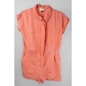 Women's Size 8 Romper Elastic Waist Side & Back Pockets Peach